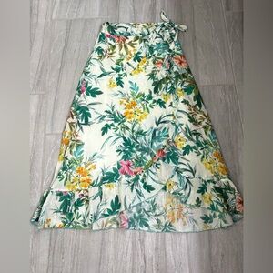 Johnny Was Floral A-Line Wrap Skirt - Green, Yellow, Pink